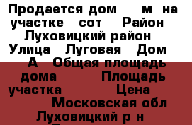 Продается дом 150 м2 на участке12 сот. › Район ­ Луховицкий район › Улица ­ Луговая › Дом ­ 56А › Общая площадь дома ­ 150 › Площадь участка ­ 1 200 › Цена ­ 5 800 000 - Московская обл., Луховицкий р-н, Луховицы г. Недвижимость » Дома, коттеджи, дачи продажа   . Московская обл.